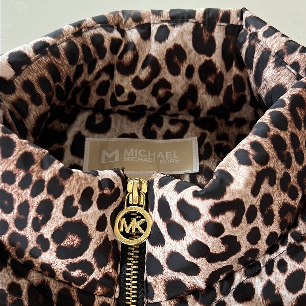 MICHAEL Michael Kors Animal Print Jacket with Gold Zipper